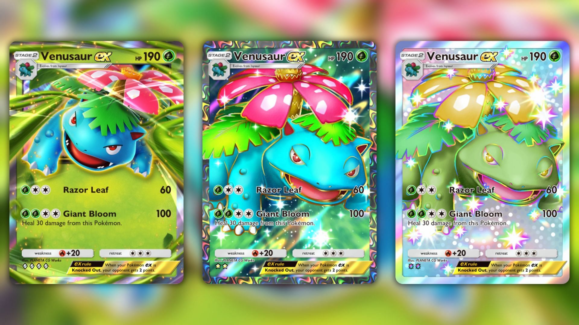 All Venusaur ex variants in the game (Image via The Pokemon Company)